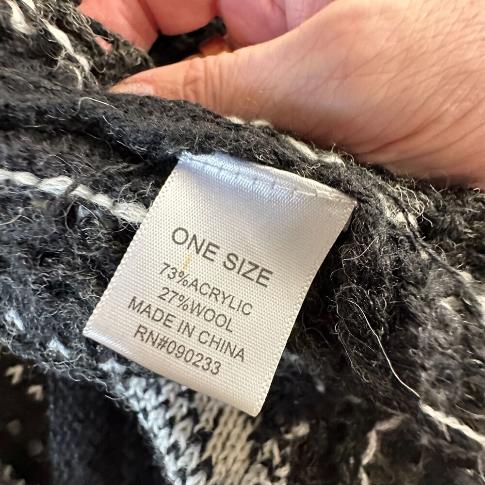 LA Hearts Black Gray and Cream Striped Knit Long Line Open Cardigan Sweater OS - Picture 10 of 14